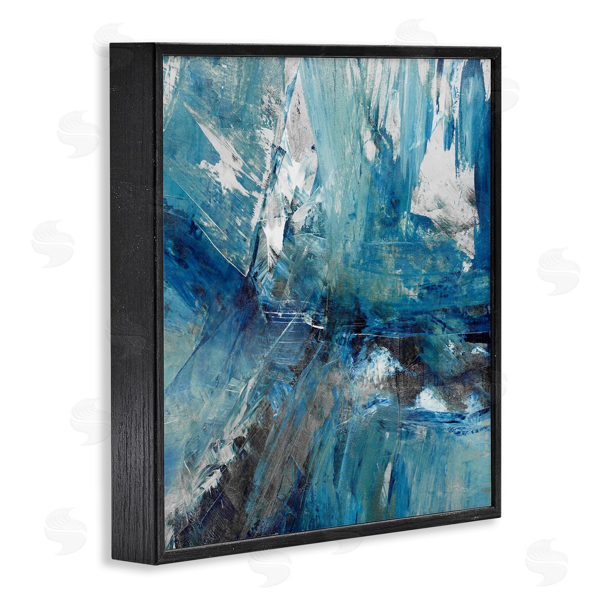 Sarah Stockstill Lively Blue Paint Movement Abstract Bold Composition Black Framed Glicee Wall Art Print