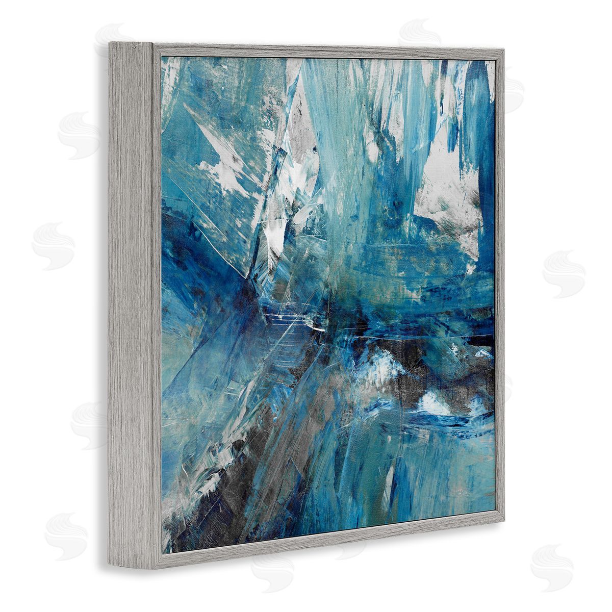 Sarah Stockstill Lively Blue Paint Movement Abstract Bold Composition Gray Framed Glicee Wall Art Print