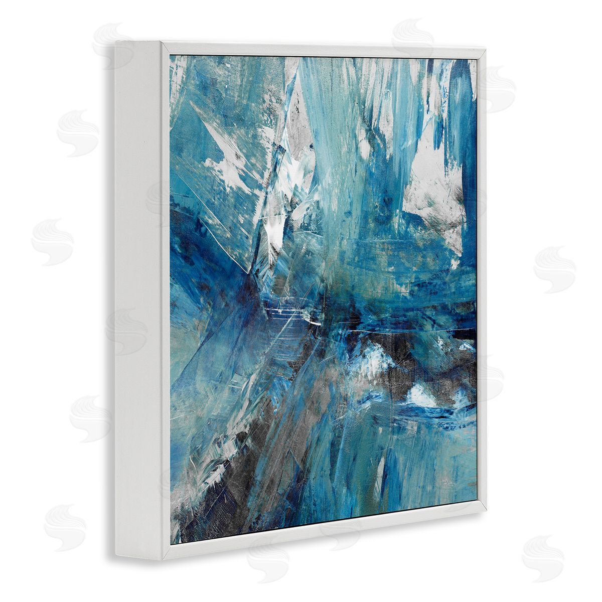 Sarah Stockstill Lively Blue Paint Movement Abstract Bold Composition White Framed Glicee Wall Art Print
