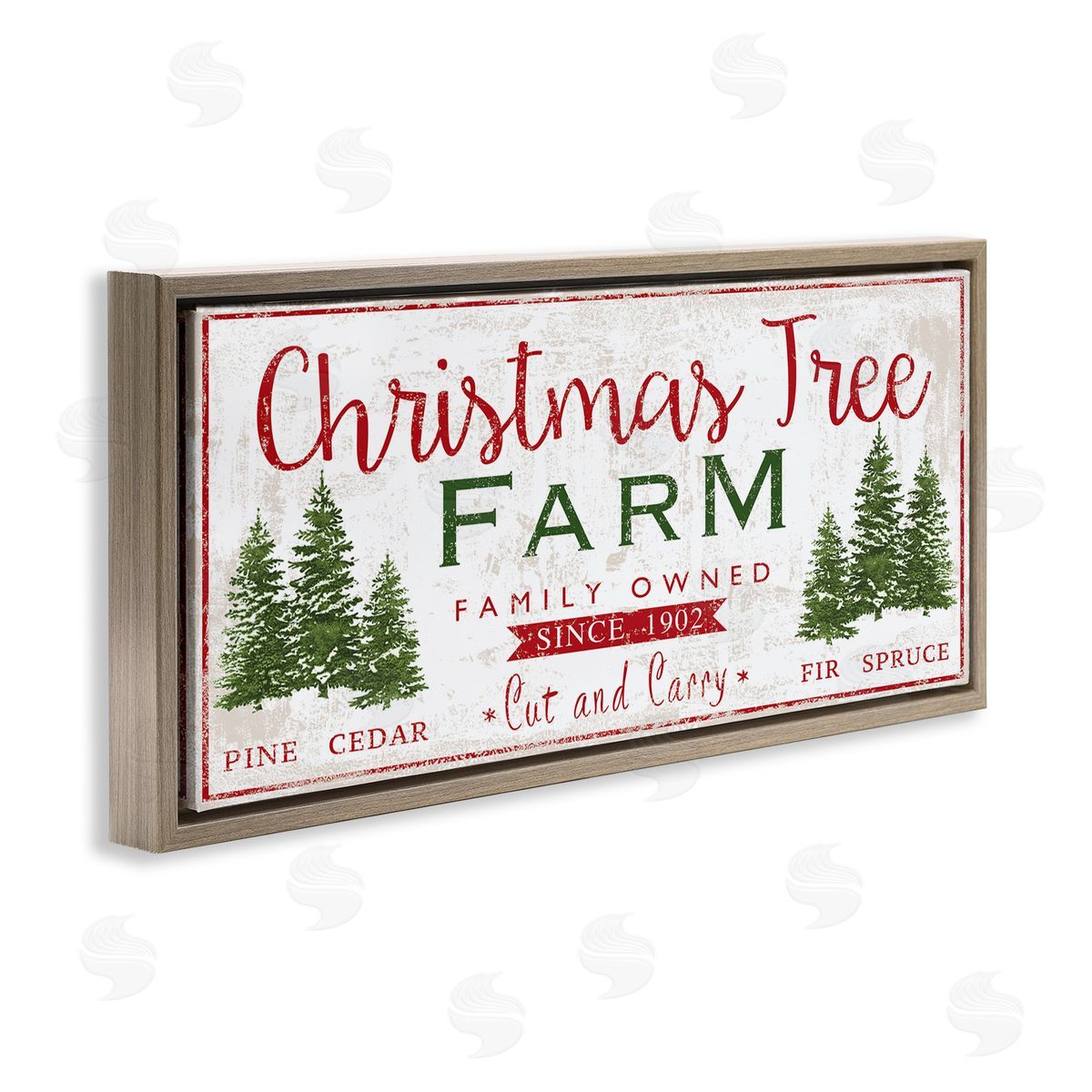 Vintage Christmas Tree Farm Brown Floating Frame Canvas Wall Art, Home Decor by P.S. Art