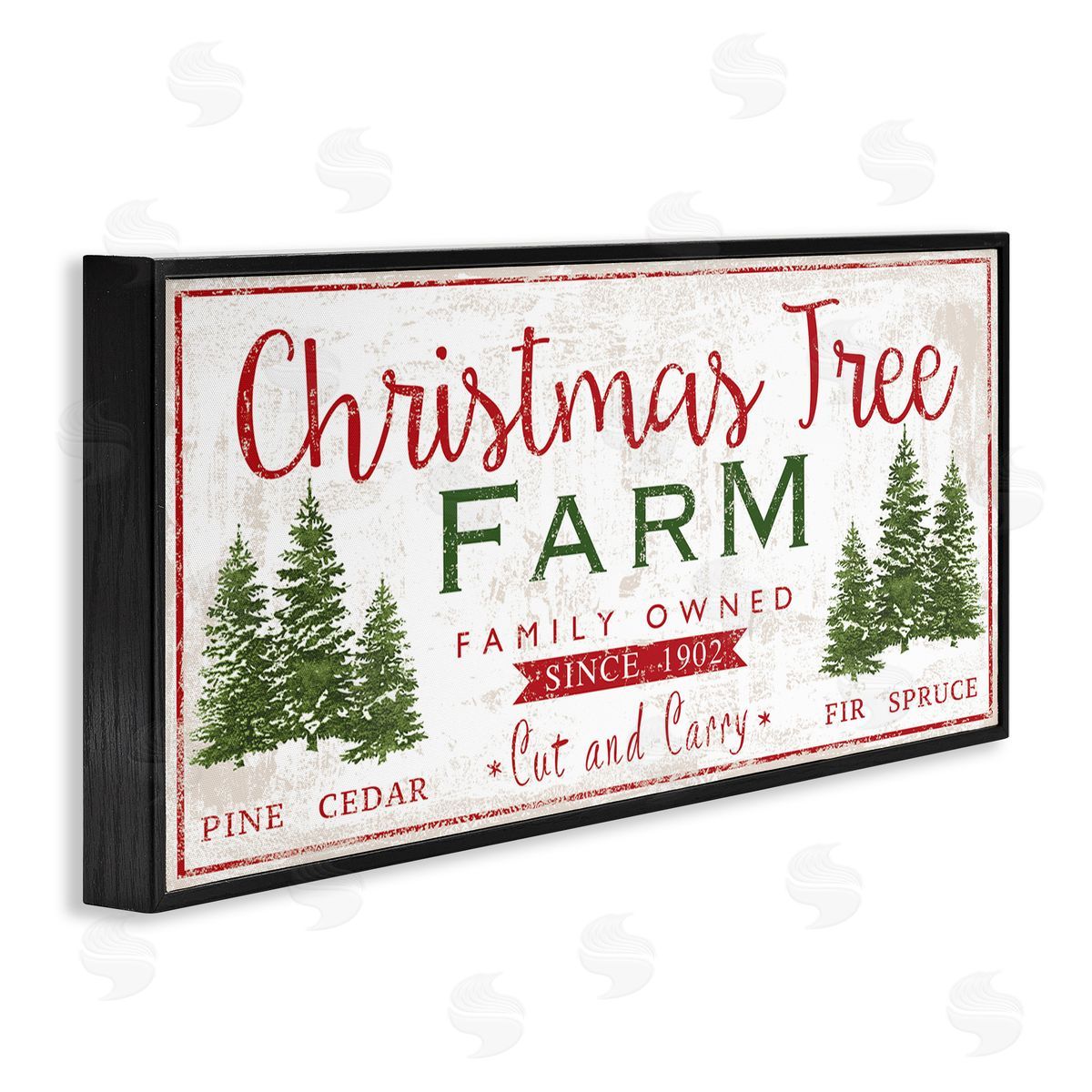 Vintage Christmas Tree Farm Black Frame Print Wall Art, Home Decor by P.S. Art