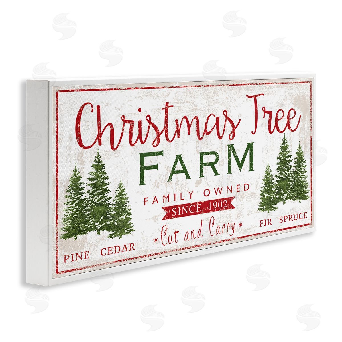Vintage Christmas Tree Farm White Frame Print Wall Art, Home Decor by P.S. Art