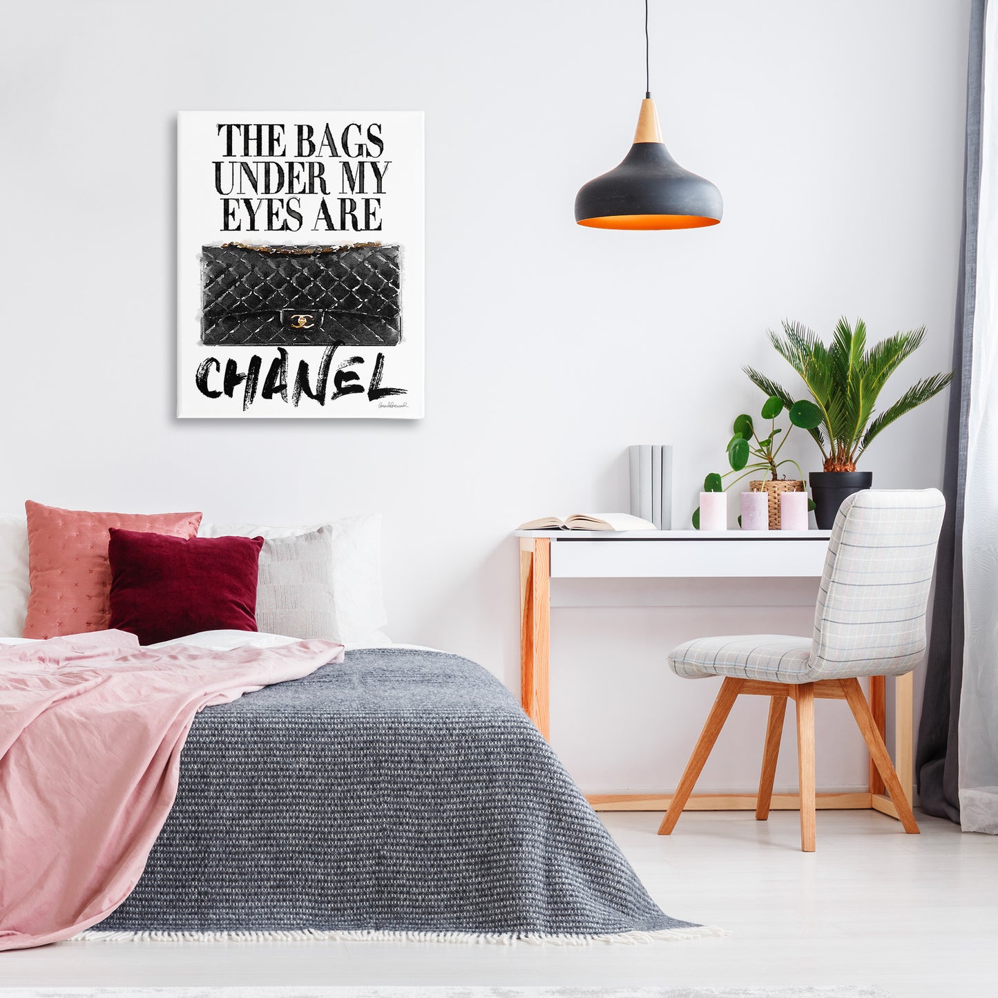 Glam Bags Under My Eyes Canvas Wall Art in Room, Home Decor by Amanda Greenwood
