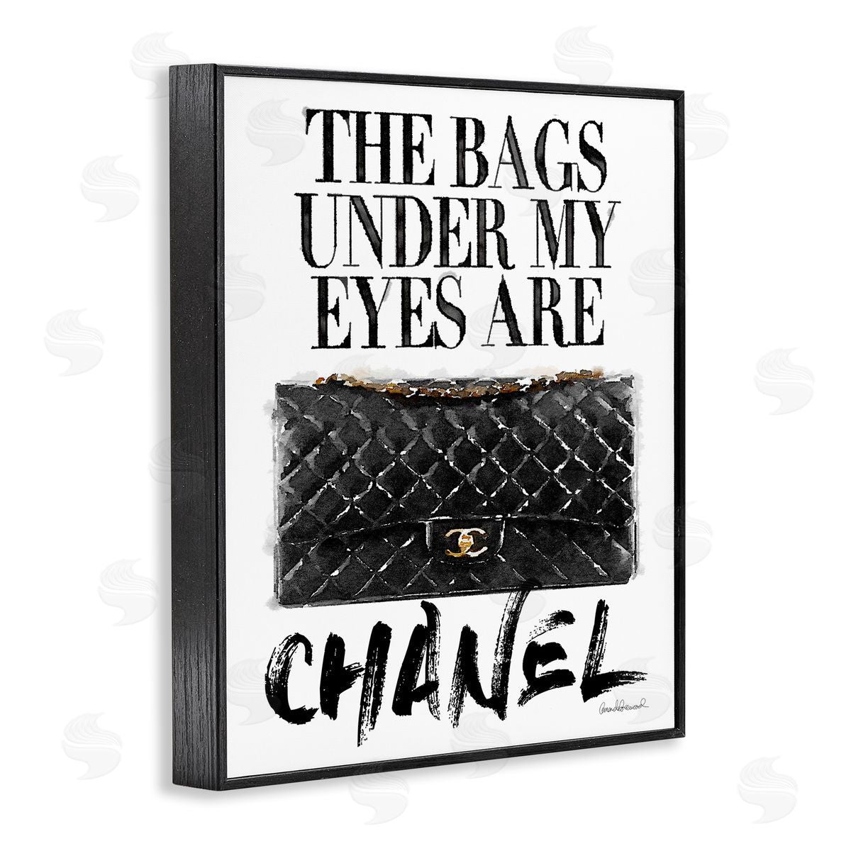 Glam Bags Under My Eyes Black Frame Print Wall Art, Home Decor by Amanda Greenwood