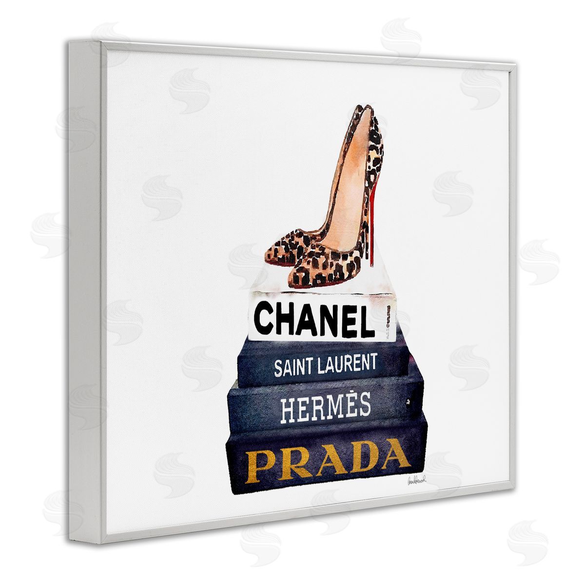 Glam Fashion Book Set White Frame Print Wall Art, Home Decor by Amanda Greenwood