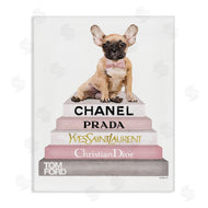 Amanda Greenwood | Watercolor Bookstack French Bulldog