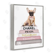 Amanda Greenwood | Watercolor Bookstack French Bulldog