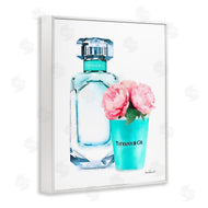 Amanda Greenwood | Teal Perfume Bottle and Peonies
