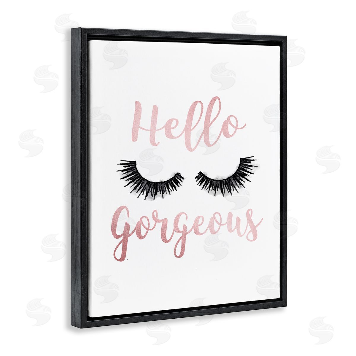 Hello Gorgeous Black Eyelashes Black Floating Frame Canvas Wall Art, Home Decor by Amanda Greenwood