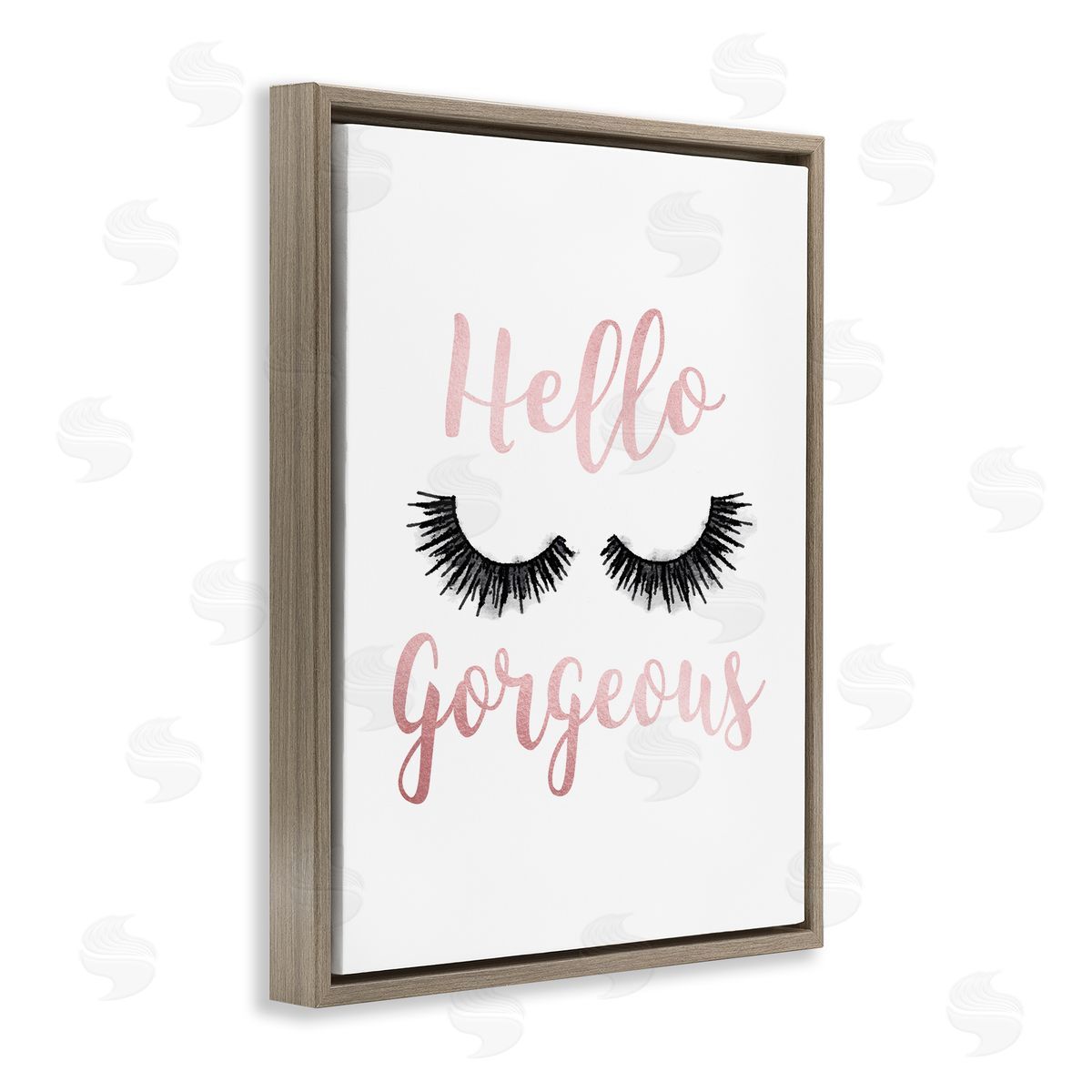 Hello Gorgeous Black Eyelashes Brown Floating Frame Canvas Wall Art, Home Decor by Amanda Greenwood