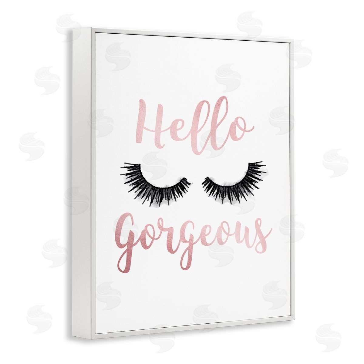 Hello Gorgeous Black Eyelashes White Frame Print Wall Art, Home Decor by Amanda Greenwood