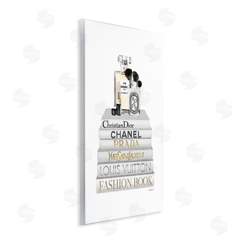 Amanda Greenwood | Bookstack with Makeup Accessories