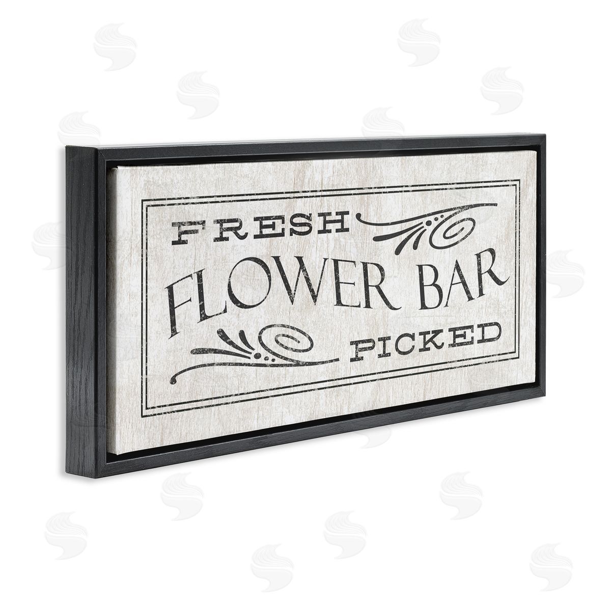 Fresh Picked Flower Bar Sign Black Floating Frame Canvas Wall Art, Home Decor by Stupell Studio