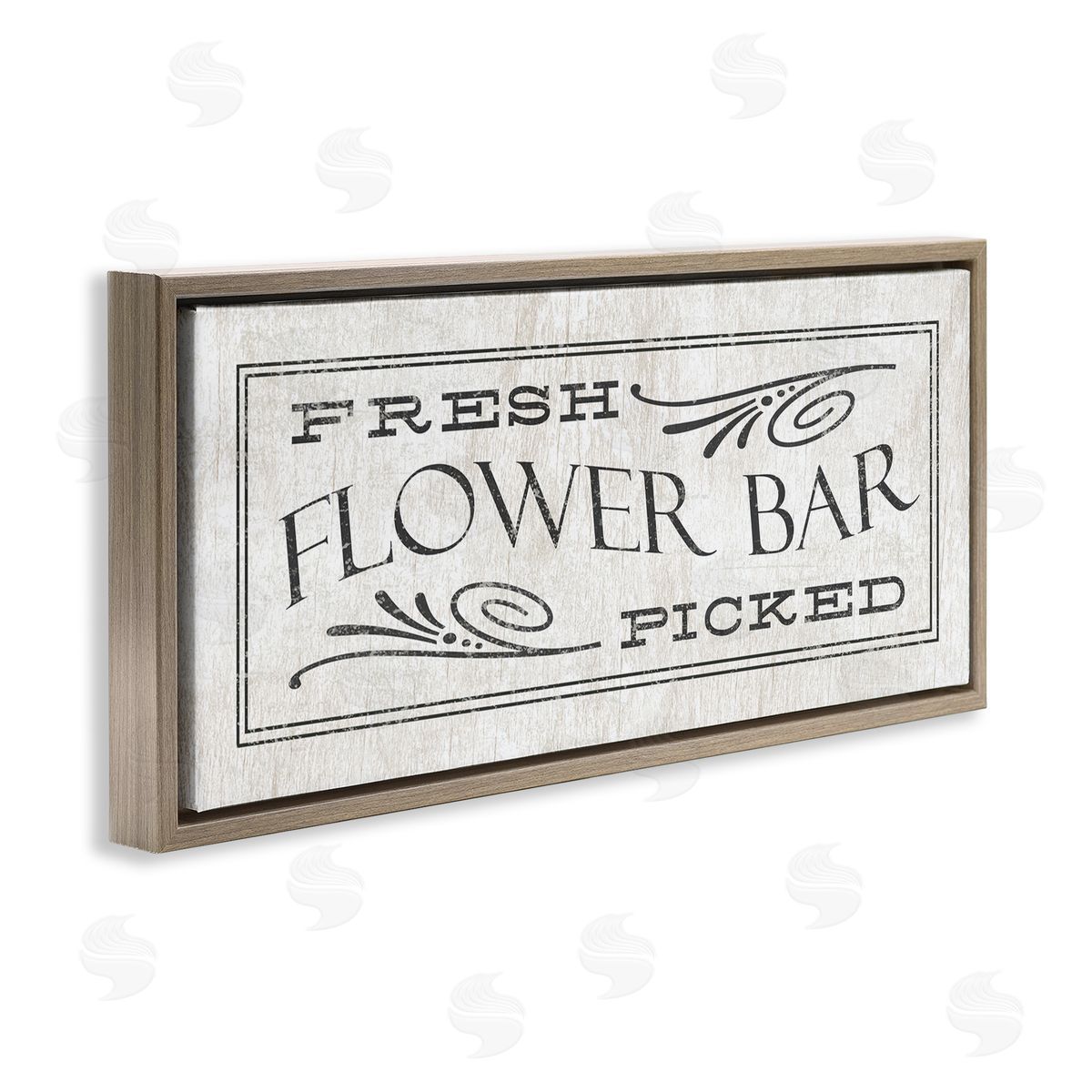 Fresh Picked Flower Bar Sign Brown Floating Frame Canvas Wall Art, Home Decor by Stupell Studio