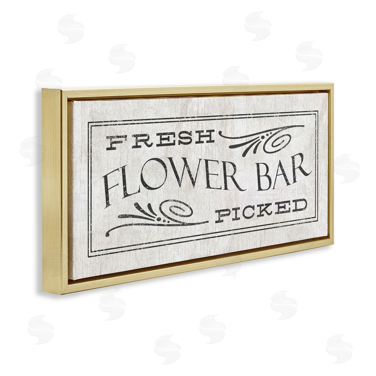 Fresh Picked Flower Bar Sign Gold Floating Frame Canvas Wall Art, Home Decor by Stupell Studio