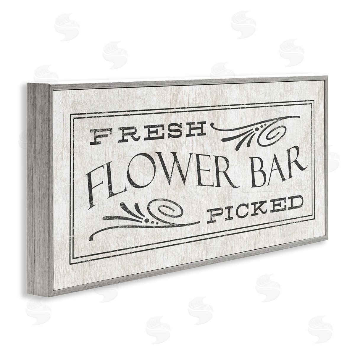 Fresh Picked Flower Bar Sign Grey Frame Print Wall Art, Home Decor by Stupell Studio