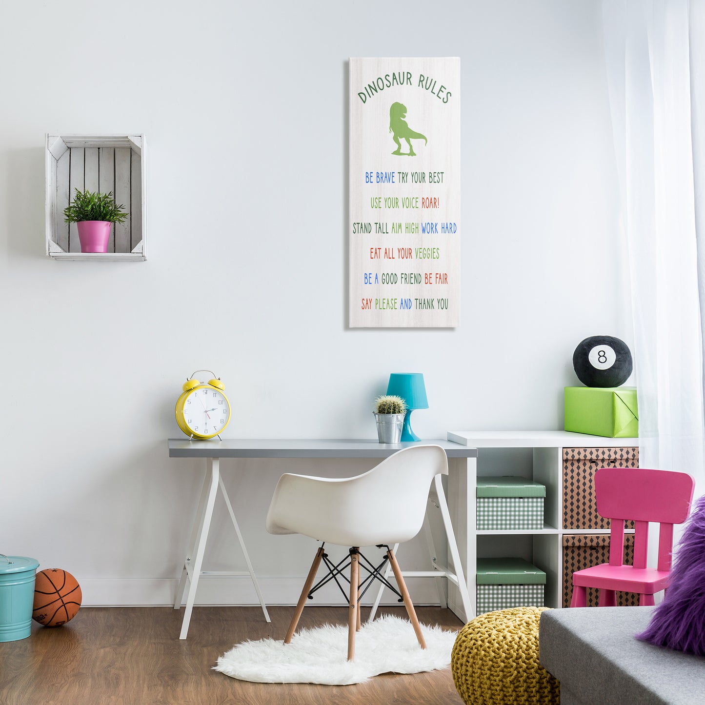 Dinosaur Rules Kids List Canvas Wall Art in Room, Home Decor by Stupell Studio