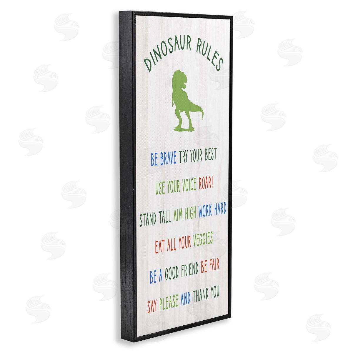Dinosaur Rules Kids List Black Frame Print Wall Art, Home Decor by Stupell Studio