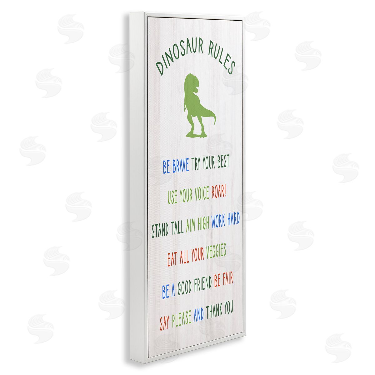 Dinosaur Rules Kids List White Frame Print Wall Art, Home Decor by Stupell Studio