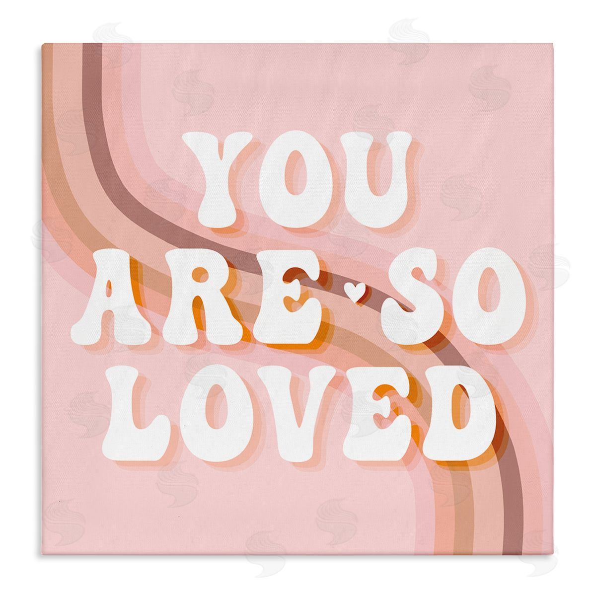 Stupell Studio You Are So Loved Phrase Retro Curved Rainbow Stretched Canvas Wall Art Print