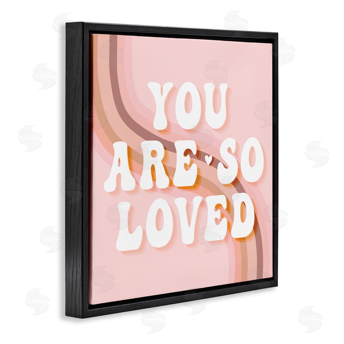 Stupell Studio You Are So Loved Phrase Retro Curved Rainbow Black Floating Frame Canvas Wall Art Print
