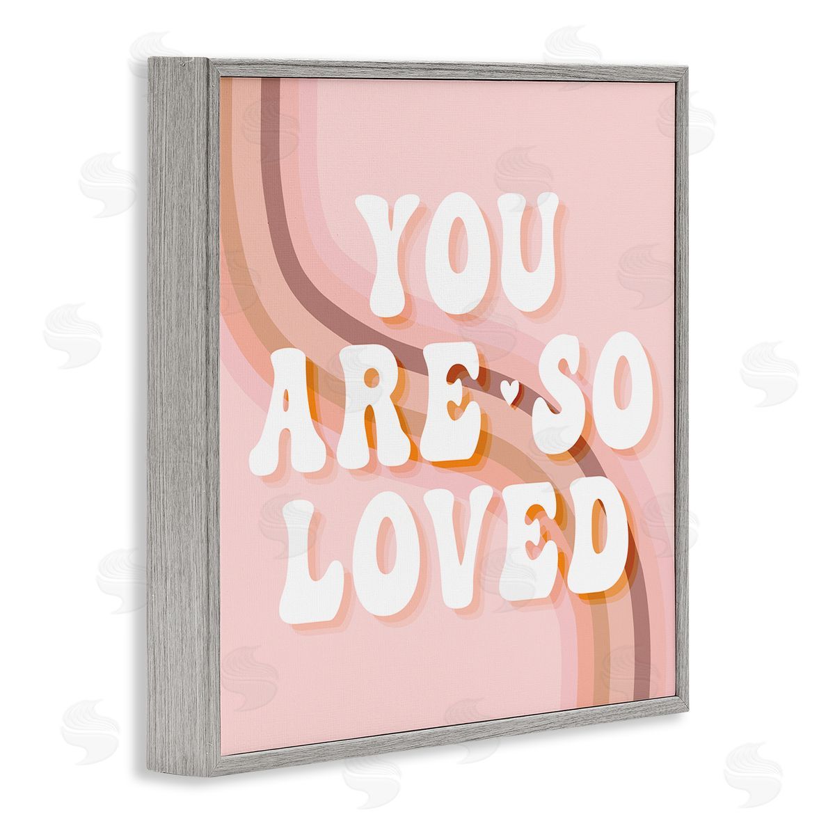 Stupell Studio You Are So Loved Phrase Retro Curved Rainbow Gray Framed Glicee Wall Art Print