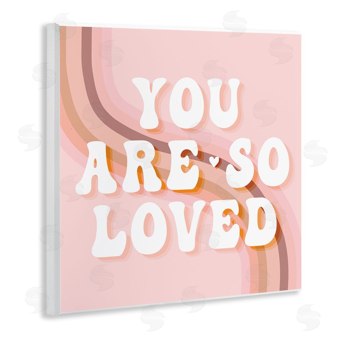 Stupell Studio You Are So Loved Phrase Retro Curved Rainbow Wooden Wall Plaque Art Print
