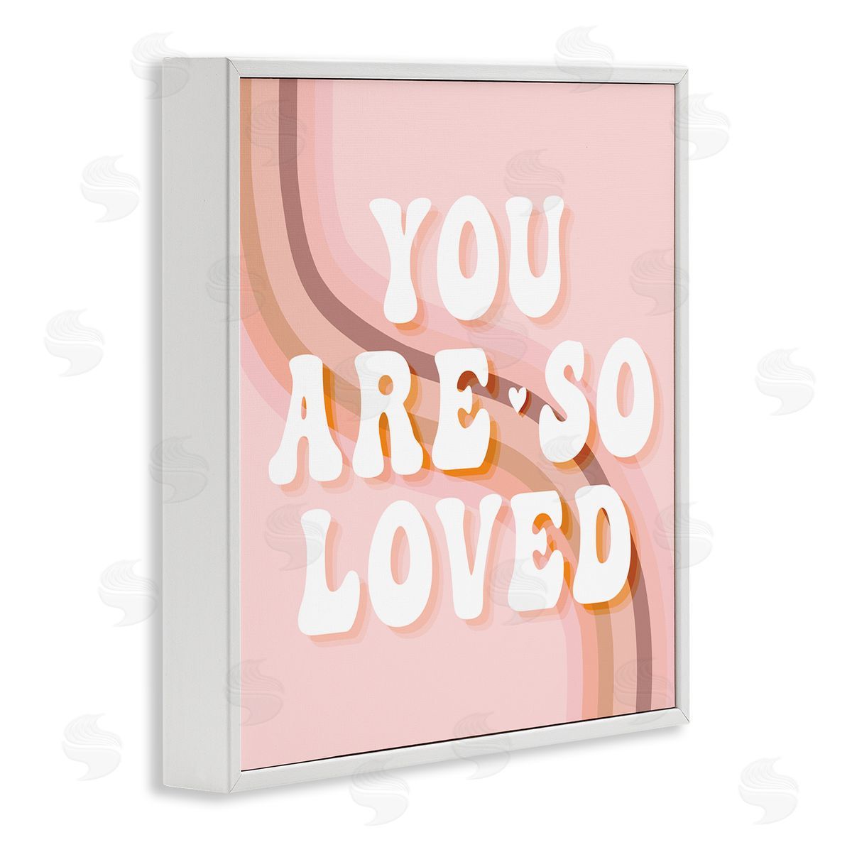Stupell Studio You Are So Loved Phrase Retro Curved Rainbow White Framed Glicee Wall Art Print