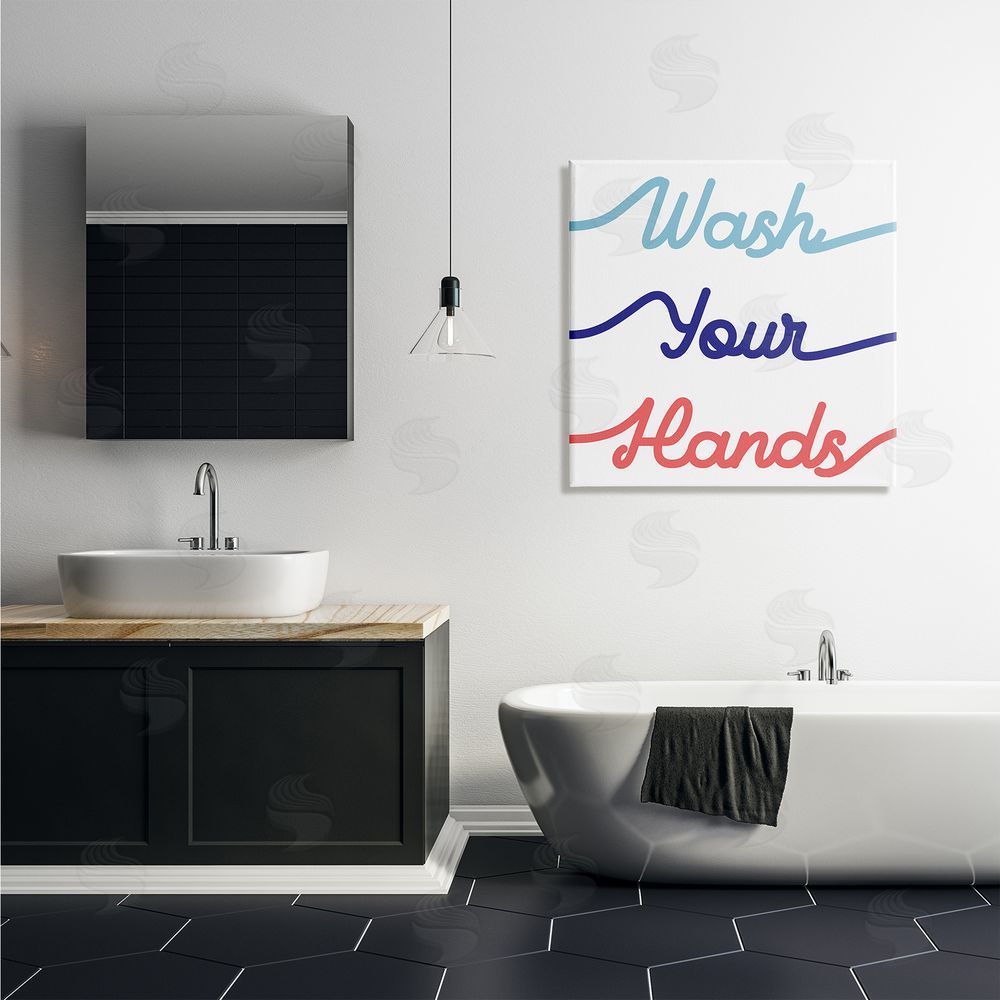 Stupell Studio Wash Your Hands Children's Bathroom Typography Canvas Wall Art in Room