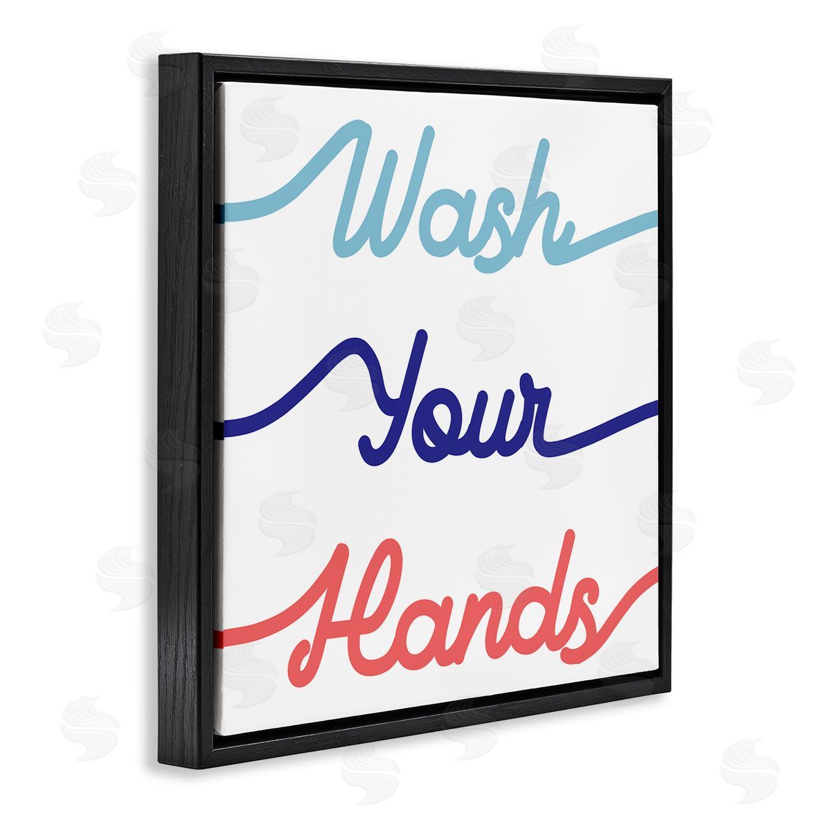 Stupell Studio Wash Your Hands Children's Bathroom Typography Black Floating Frame Canvas Wall Art Print