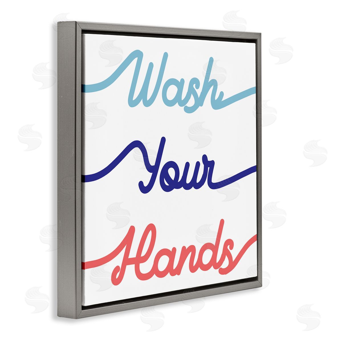Stupell Studio Wash Your Hands Children's Bathroom Typography Gray Floating Frame Canvas Wall Art Print