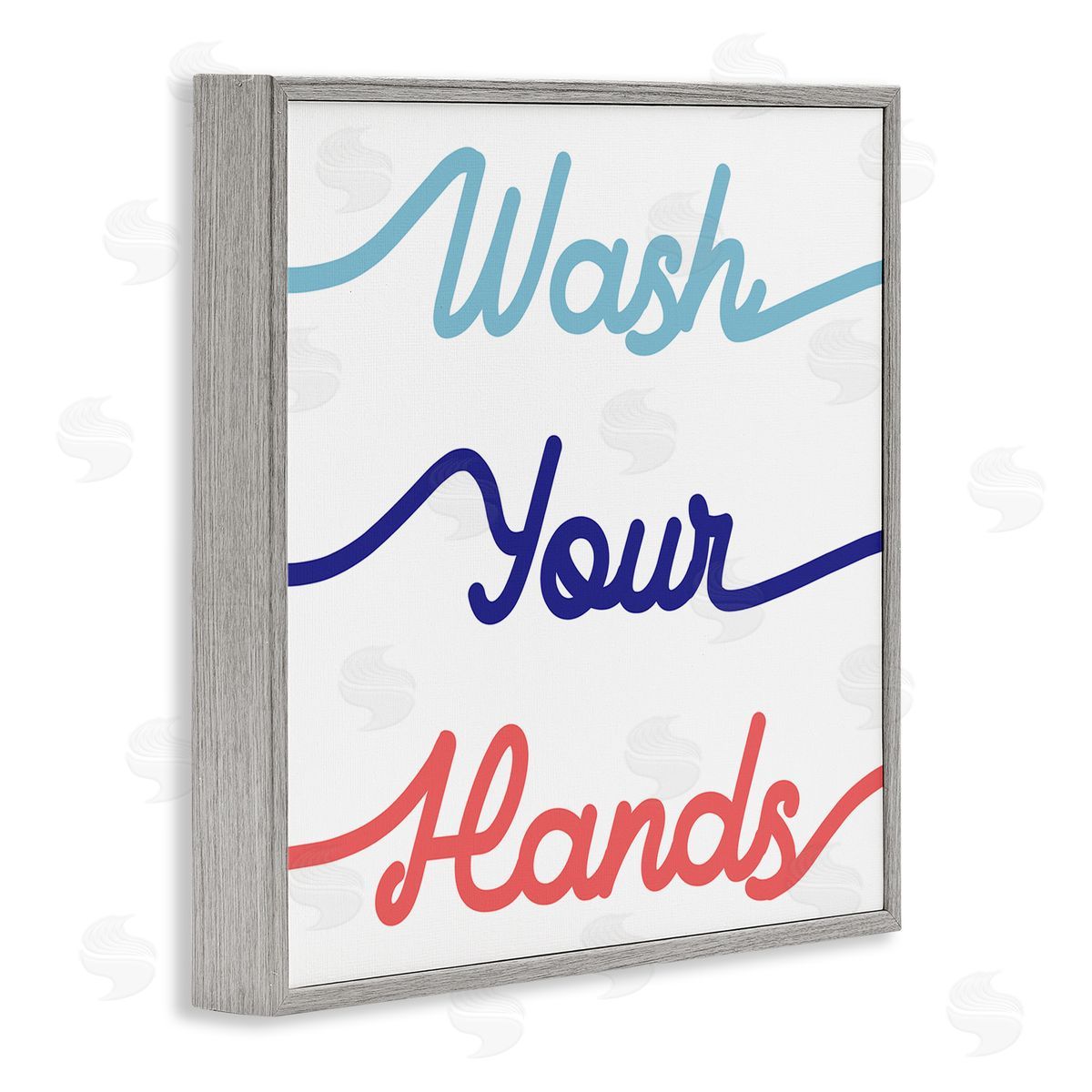 Stupell Studio Wash Your Hands Children's Bathroom Typography Gray Framed Glicee Wall Art Print