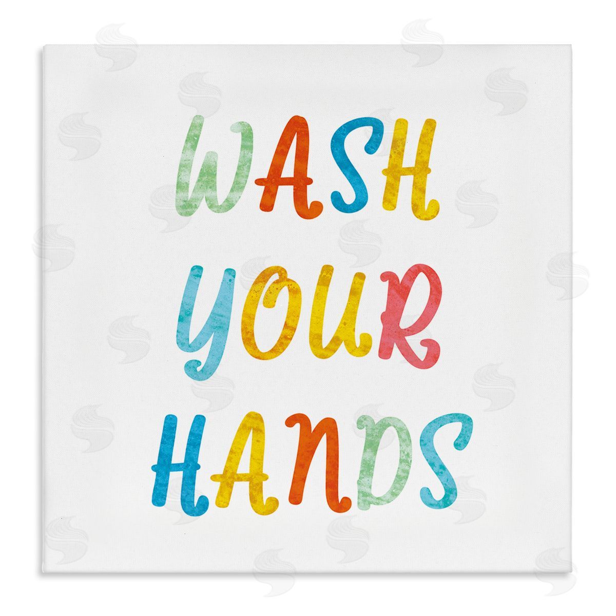 Stupell Studio Wash Your Hands Bathroom Rules Kids Typography Stretched Canvas Wall Art Print