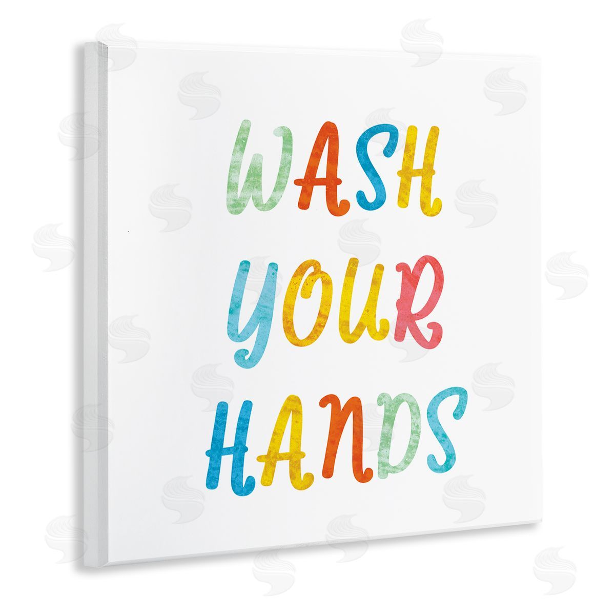 Stupell Studio Wash Your Hands Bathroom Rules Kids Typography Wooden Wall Plaque Art Print