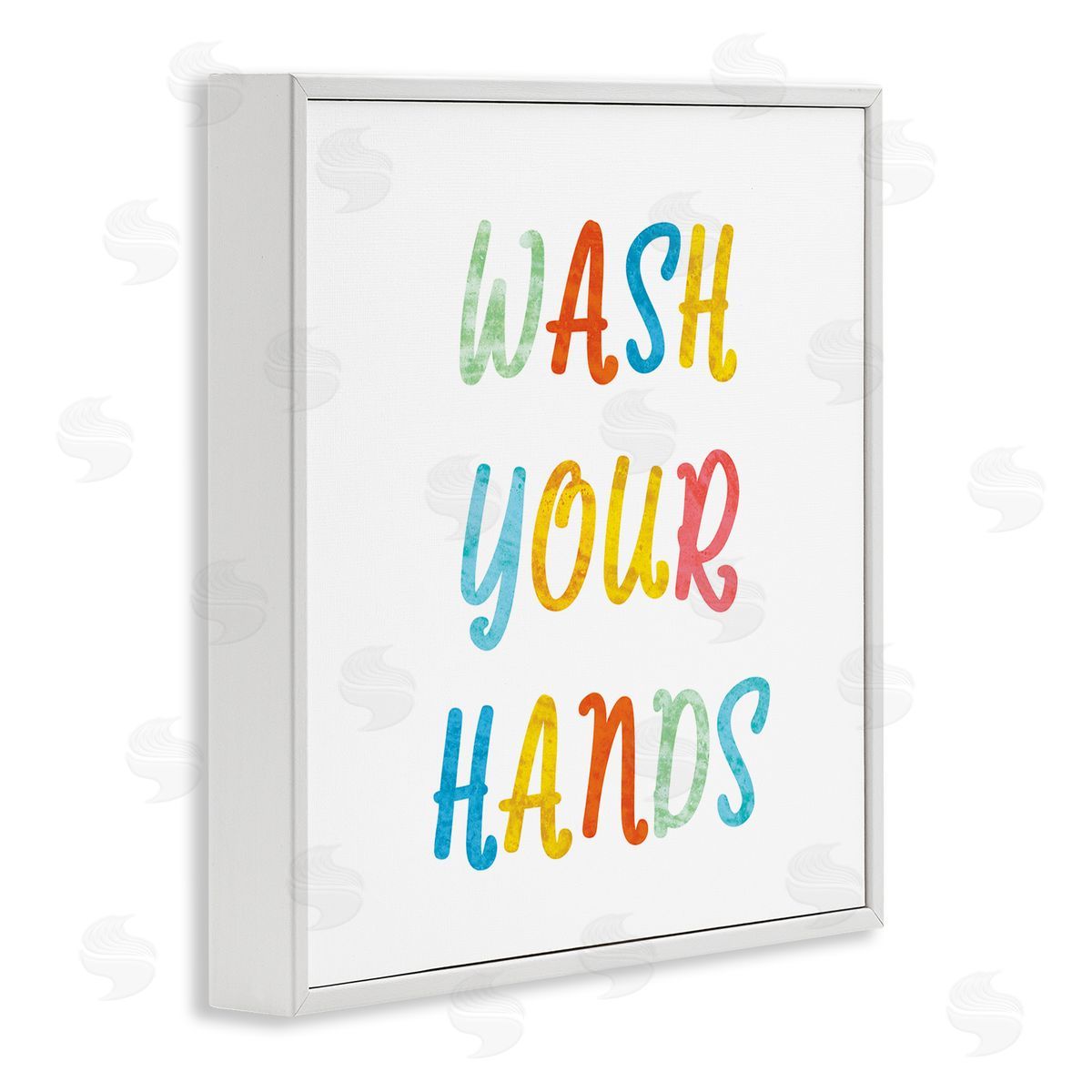 Stupell Studio Wash Your Hands Bathroom Rules Kids Typography White Framed Glicee Wall Art Print