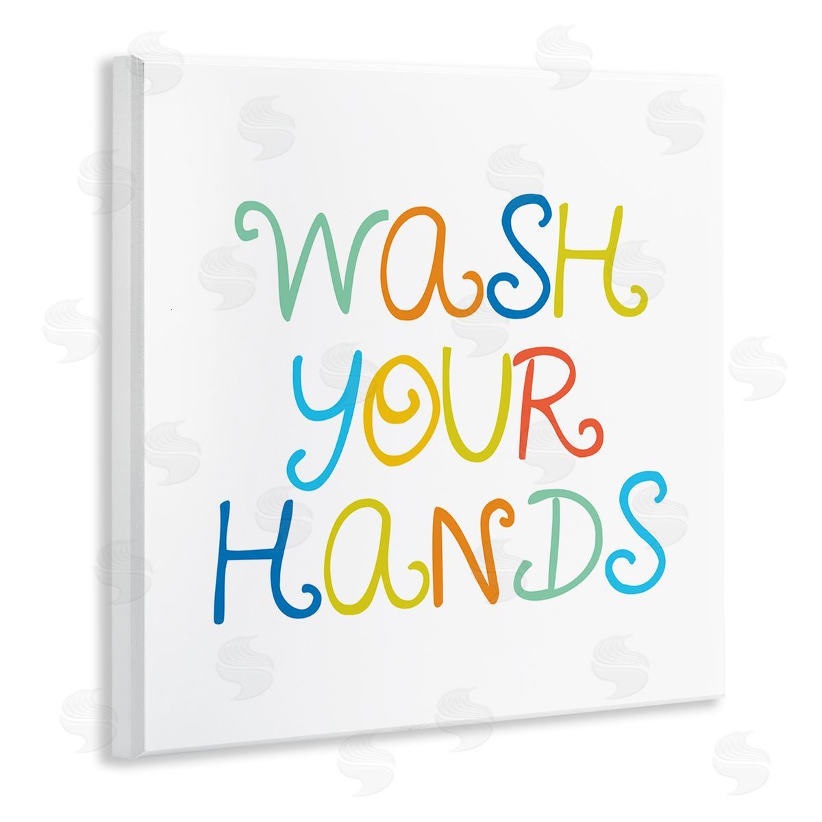 Stupell Studio Whimsical Kids Bathroom Phrase Wash Your Hands Rules Wooden Wall Plaque Art Print