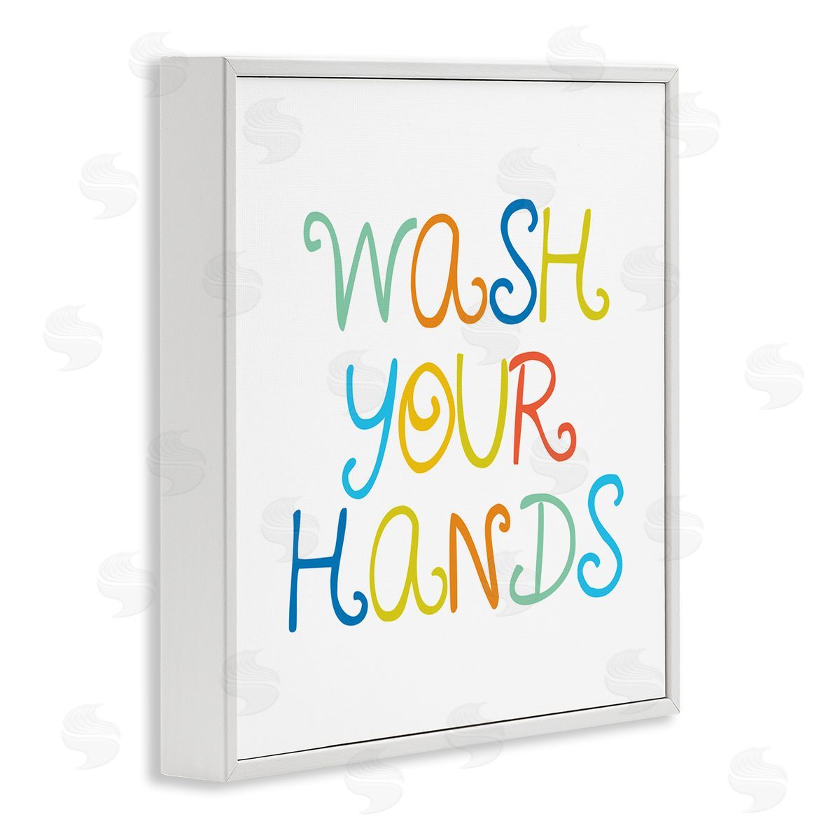 Stupell Studio Whimsical Kids Bathroom Phrase Wash Your Hands Rules White Framed Glicee Wall Art Print