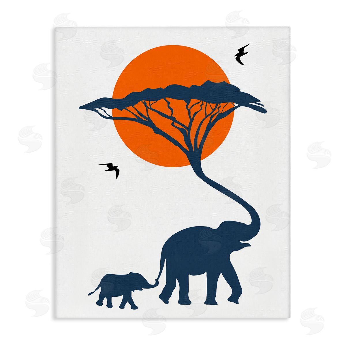Bellassai Art African Safari Elephant Family Canvas Wall Art Print