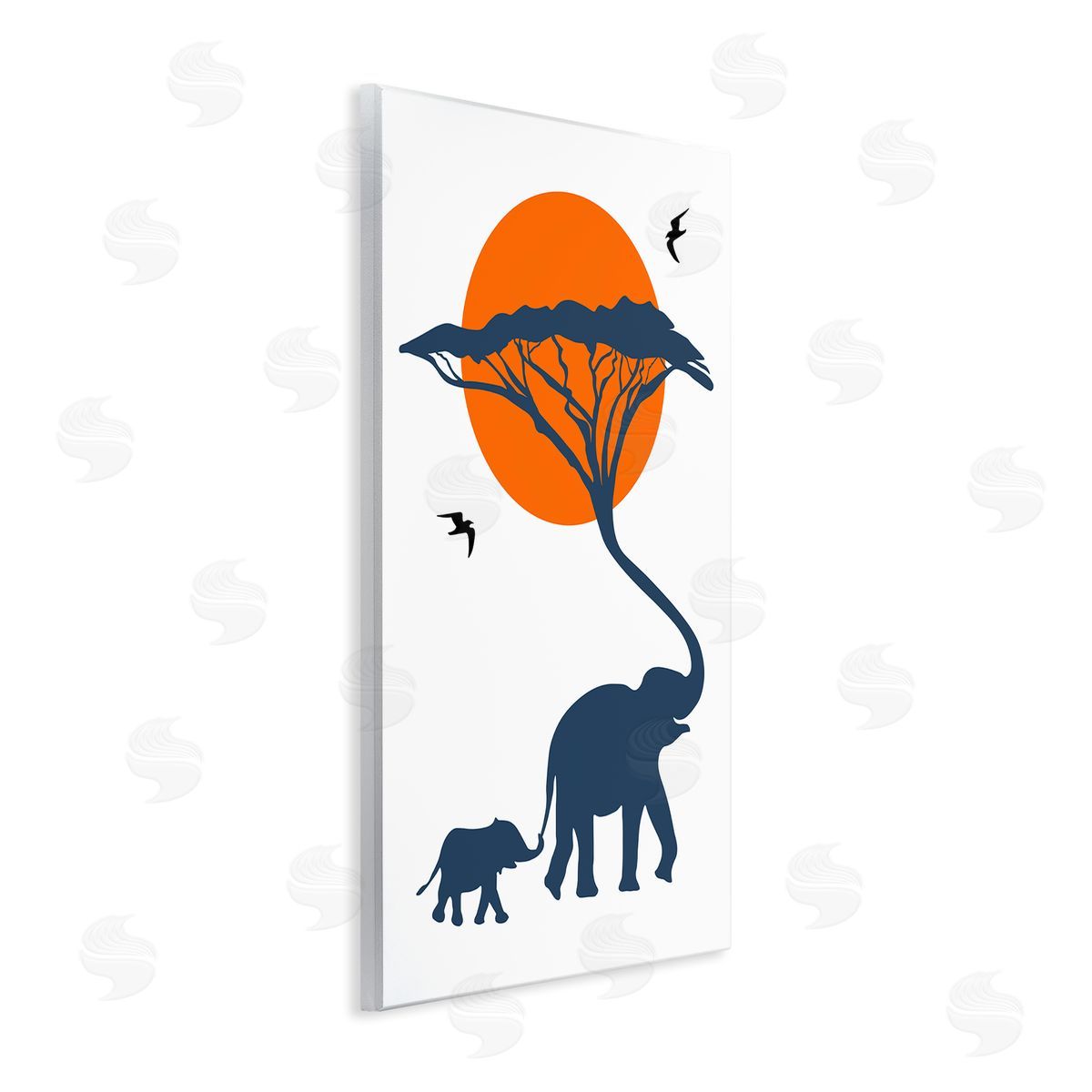 Bellassai Art African Safari Elephant Family Wall Plaque Wall Art Print