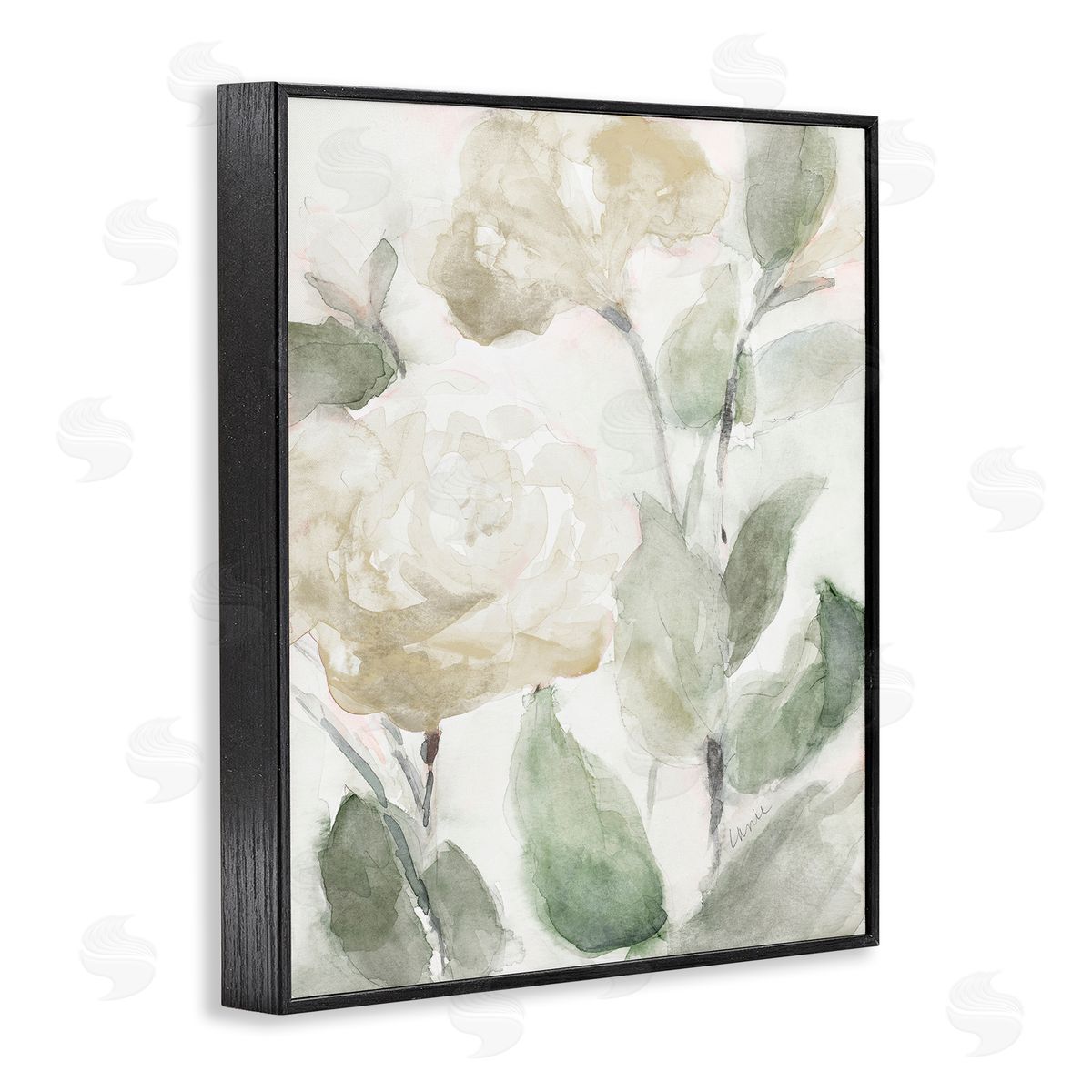 Charming Abstract Florals Black Frame Print Wall Art, Home Decor by Lanie Loreth