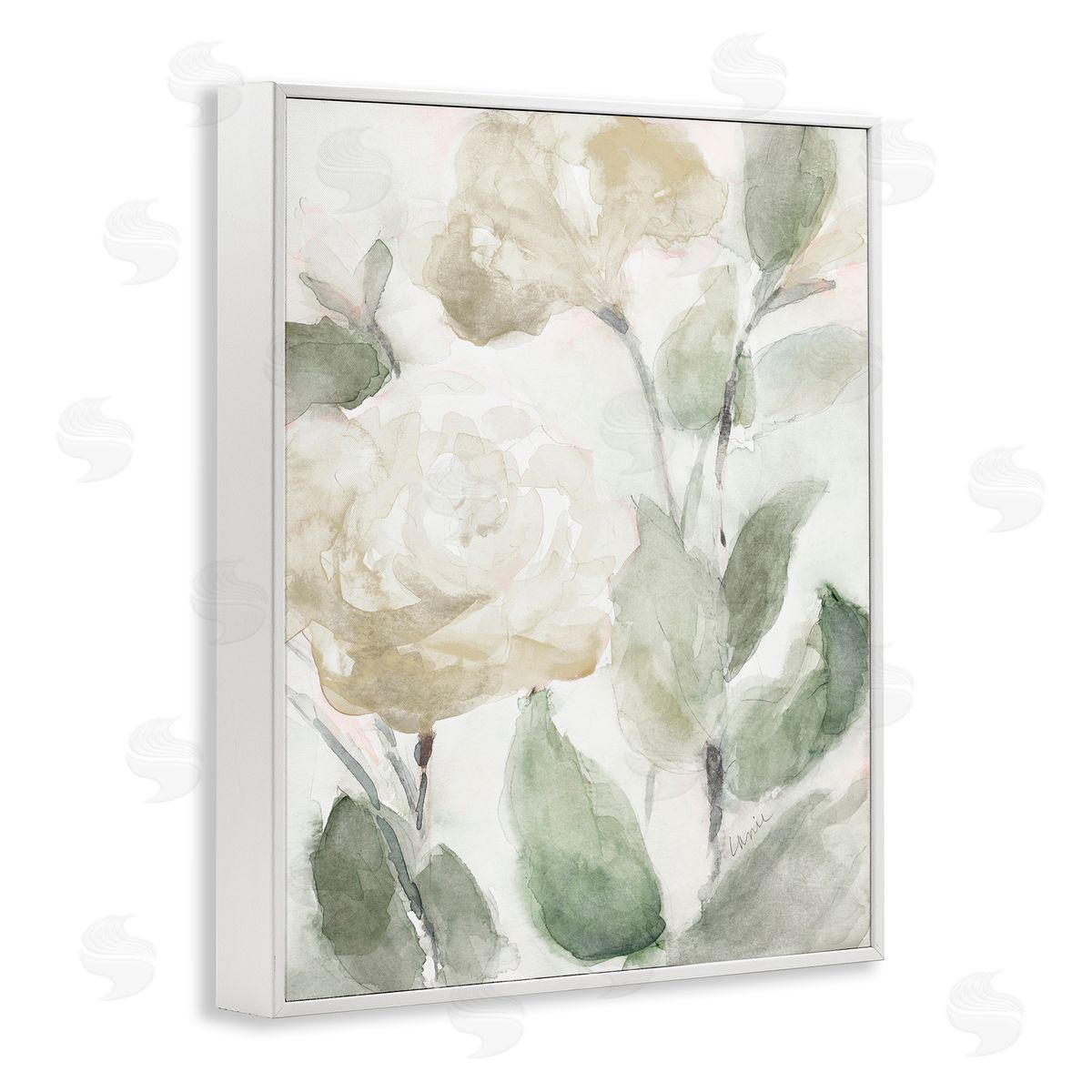 Charming Abstract Florals White Frame Print Wall Art, Home Decor by Lanie Loreth