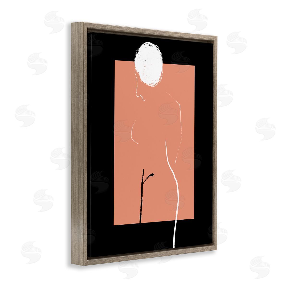 Bellassai Art Modern Nude Figure Abstraction Brown Floating Frame Canvas Wall Art Print