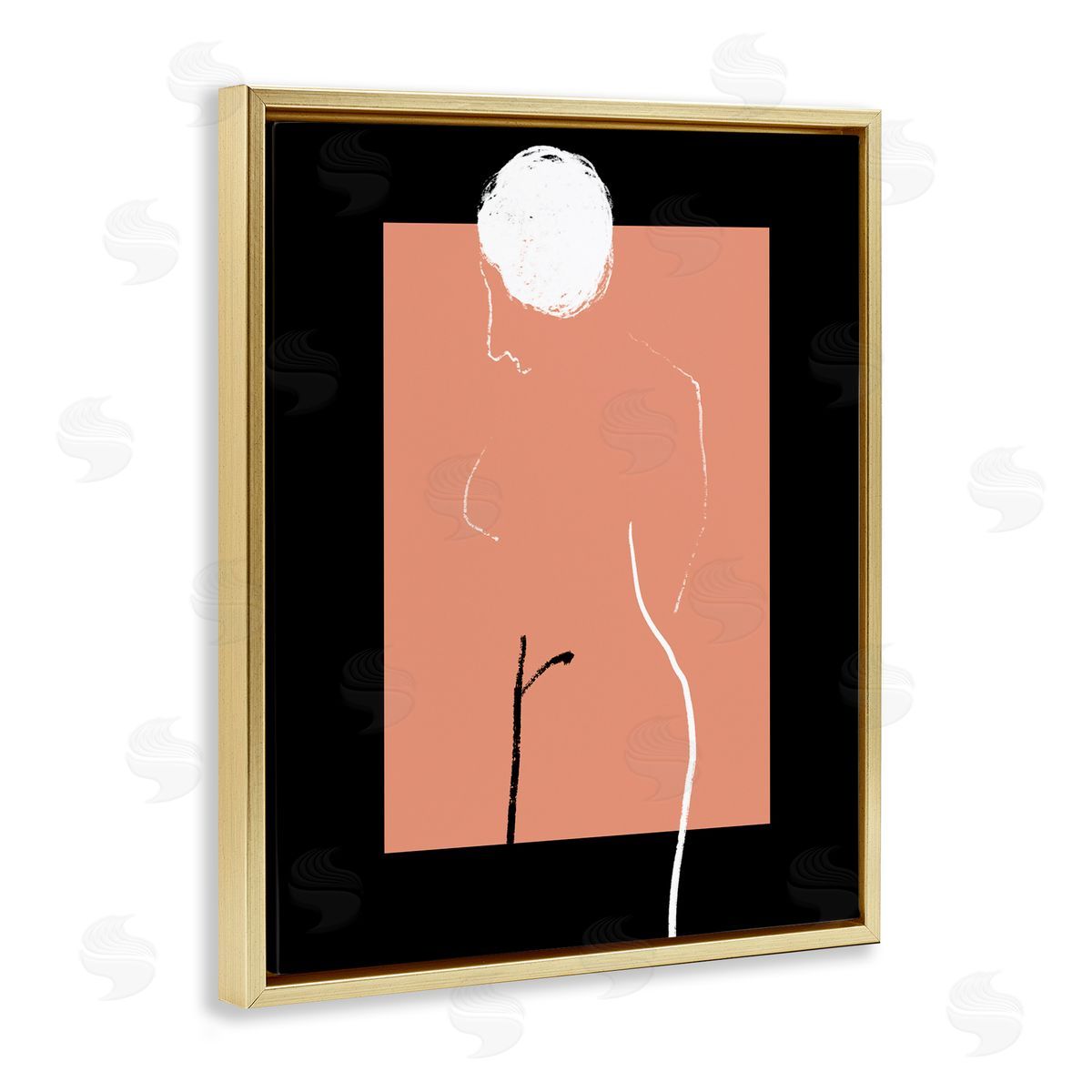 Bellassai Art Modern Nude Figure Abstraction Gold Floating Frame Canvas Wall Art Print