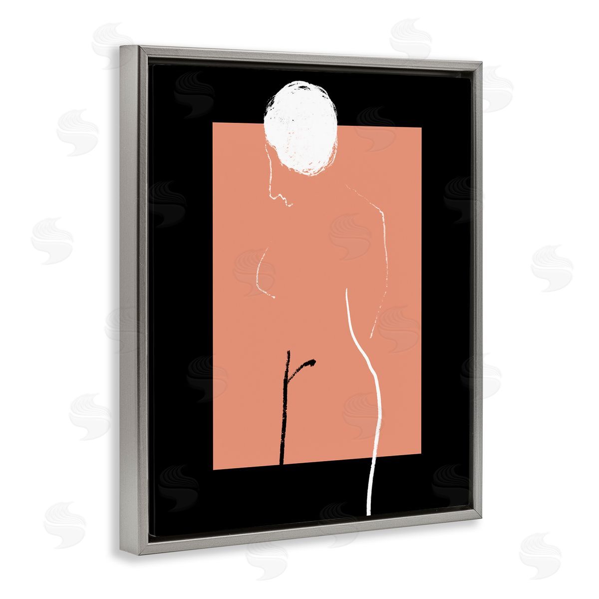 Bellassai Art Modern Nude Figure Abstraction Gray Floating Frame Canvas Wall Art Print