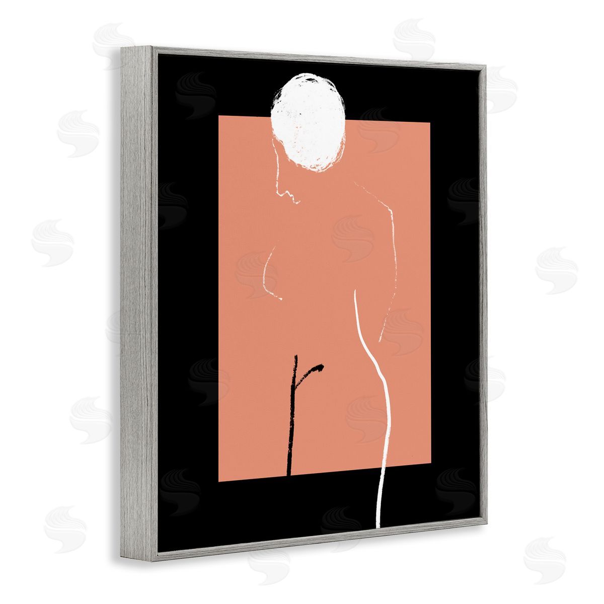 Bellassai Art Modern Nude Figure Abstraction Gray Frame Giclee Wall Art Print
