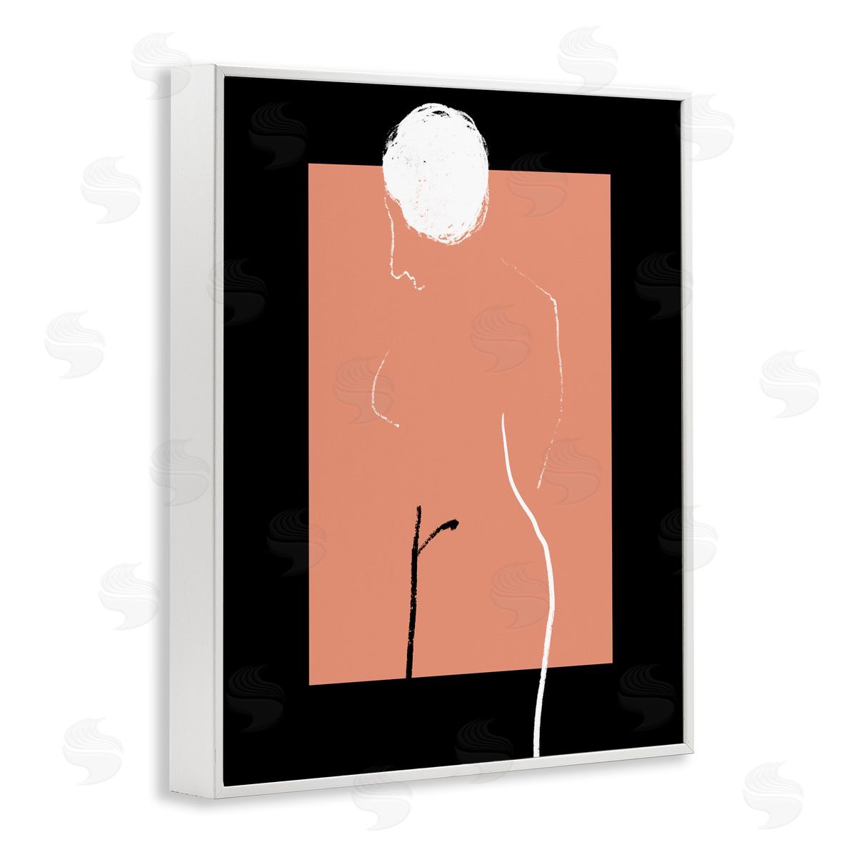 Bellassai Art Modern Nude Figure Abstraction White Frame Giclee Wall Art Print