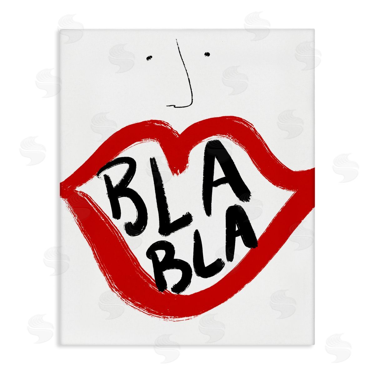 Bellassai Art Bla Bla Red Lips Canvas Wall Art Print