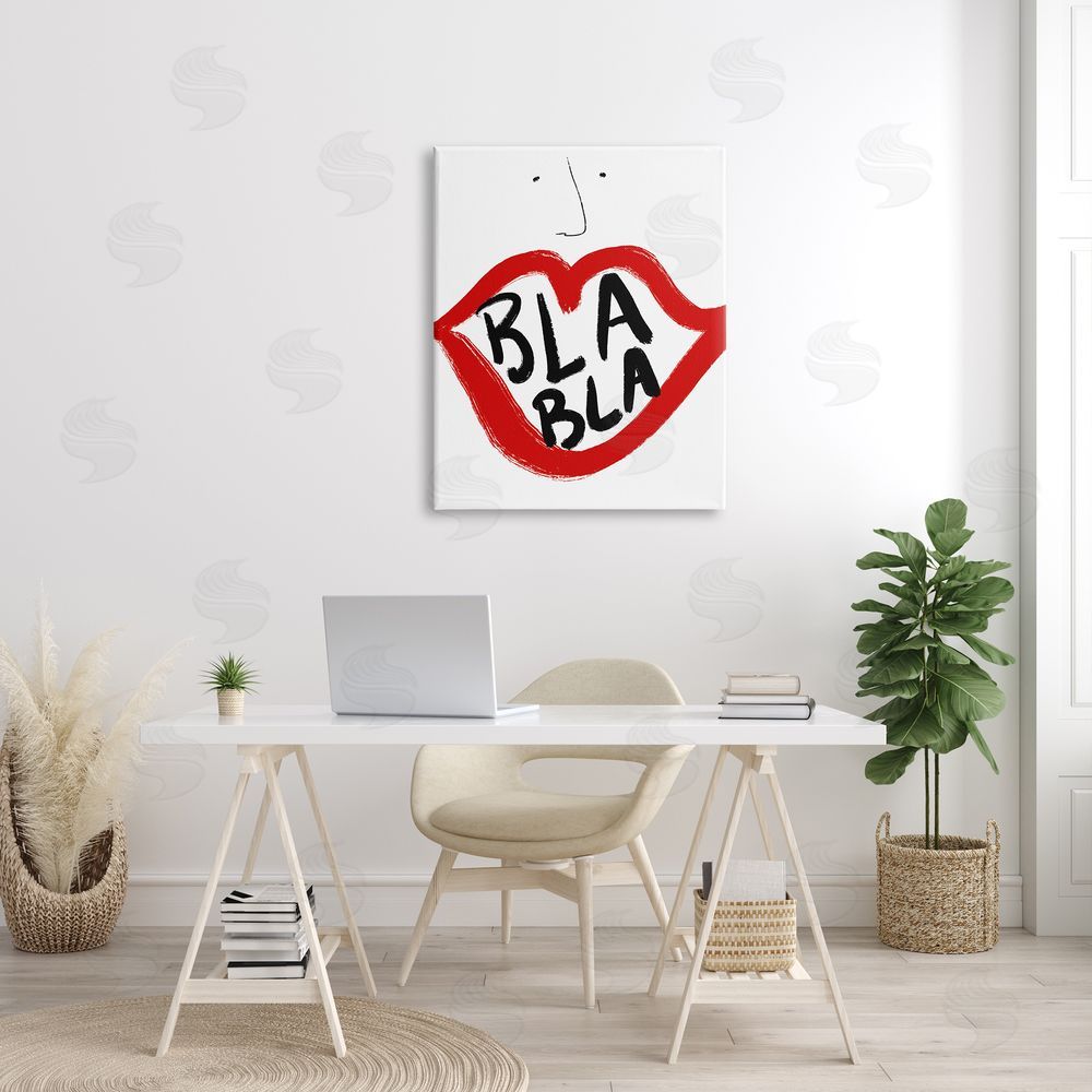 Bellassai Art Bla Bla Red Lips Canvas on Wall