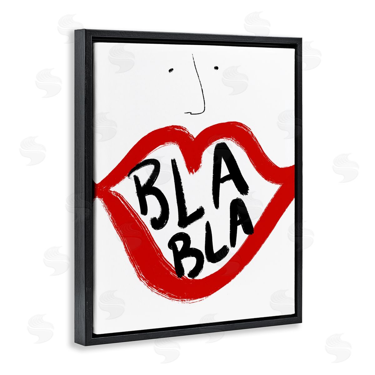 Bellassai Art Bla Bla Red Lips Black Floating Frame Canvas Wall Art Print