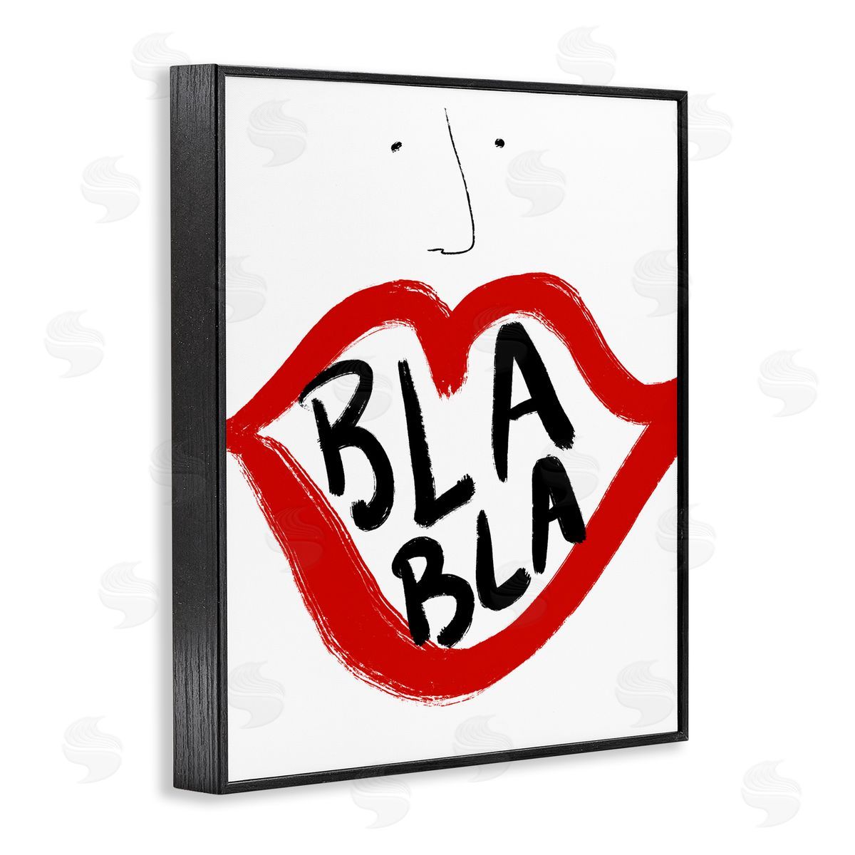 Bellassai Art Bla Bla Red Lips Black Frame Giclee Wall Art Print